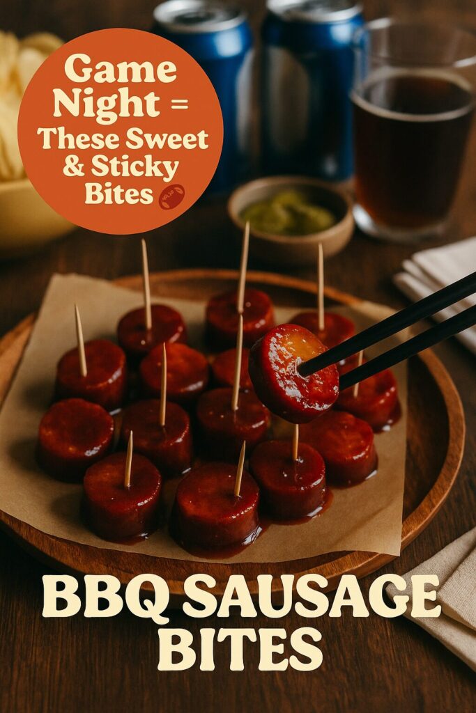 game night sweet and sticky snack - BBQ Sausage Bites