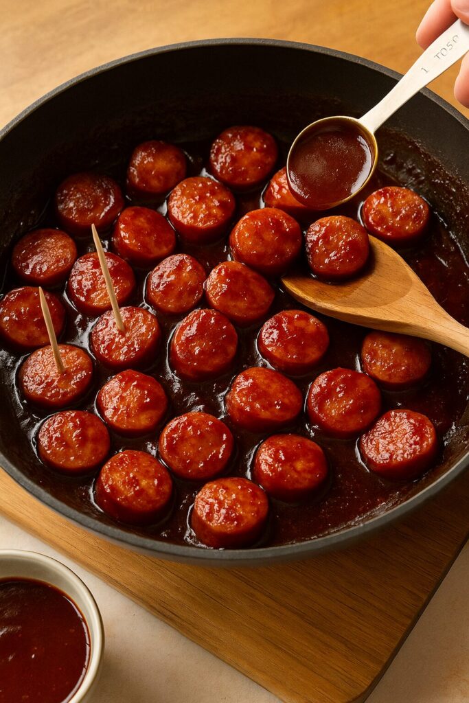 BBQ Sausage Bites in a pan