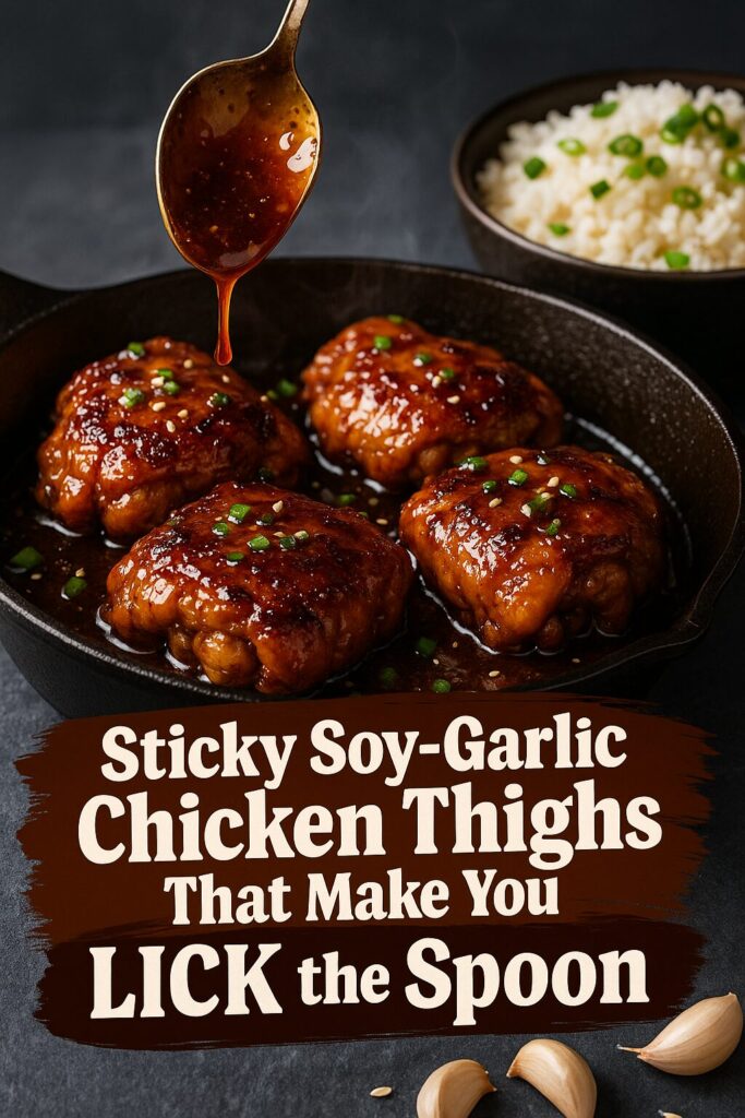 Sticky Soy-Garlic Chicken Thighs
