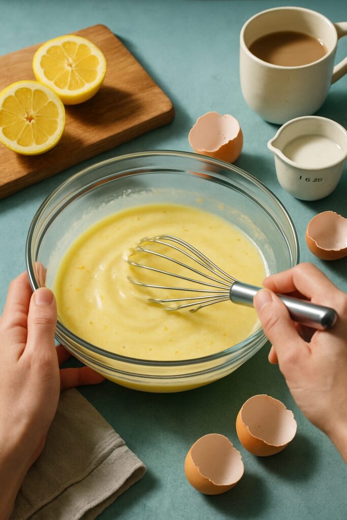 Mixing the Wet Ingredients for Lemon Loaf Cake
